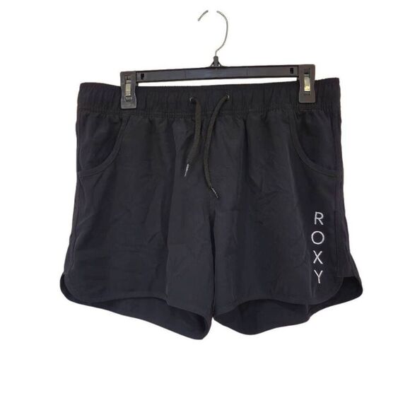 Roxy Women's Black Poly/Spandex Drawstring Athletic Shorts w Pockets - Picture 1 of 7